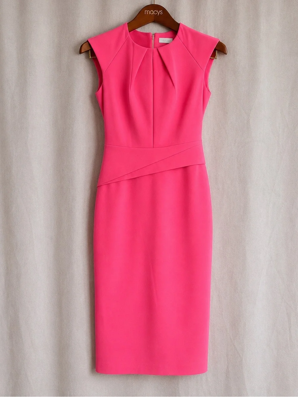 Calvin Klein Hot Pink Pleated Sheath Dress - Picture 3 of 4